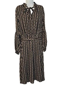 Worthington Gr. XL schwarz-gold Langarm Midikleid mit Gürtel und Bindeband bei N - Bild 1 von 7