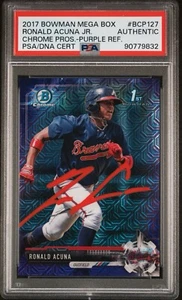 2017 Bowman Chrome 1st Ronald Acuna Jr RC Purple Mojo /250 Auto Braves - Picture 1 of 1