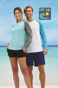 UPF 50+ Panama Colorblocked Long Sleeve Outdoor Sun shirt Quick Dry Lightweight - Picture 1 of 7