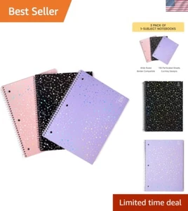 3-Pack 8.5x11” College Ruled Holographic Spiral Notebooks - Pink, Purple, Black - Picture 1 of 11