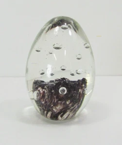 Kunstglas Ei Briefbeschwerer mit Stein wie in der Mitte mundgeblasenes Glas 3,5" - Bild 1 von 4
