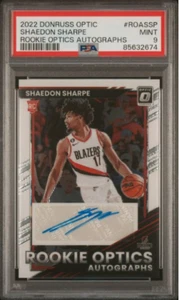 Shaedon Sharpe 2022 Panini Optic Rookie Optics Auto /49 PSA 9 Blazers #ROA-SSP - Picture 1 of 2