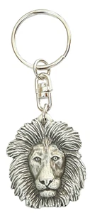 Lion Head Handcrafted In Solid English Pewter KeyRing HIND -  KR1320  - Picture 1 of 3