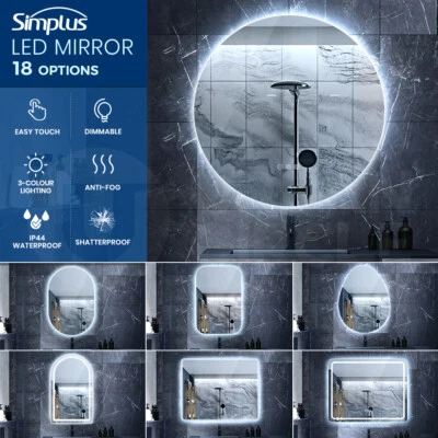 Simplus LED Bathroom Mirror Makeup Wall Mount Stand Vanity Mirrors Light Decor - image 1 of 4