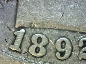 1892-O BARBER DIME REPUNCHED DATE FS-301 18/1892 VG/FINE MBX - Picture 1 of 4