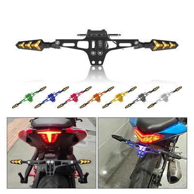 For Yamaha Kawasaki Honda License Tail Tidy Plate Bracket Holder LED Turn Signal - Image 1 of 4