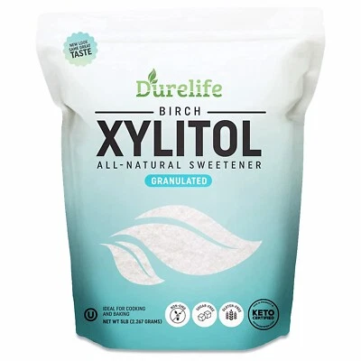 DureLife XYLITOL Sugar Substitute 5 LB Bulk (80 OZ) Made From 100% Pure Birch