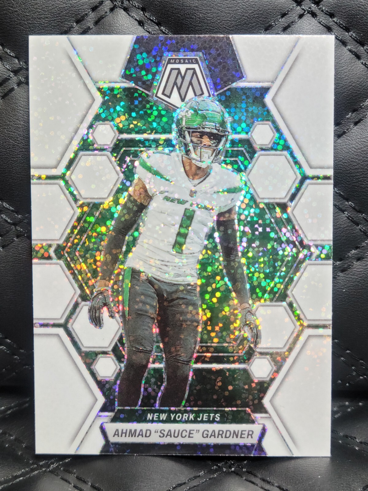 2023 Panini Mosaic White Sparkle Prizm #78 Ahmad “Sauce” Gardner SSP JETS