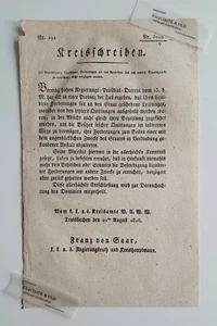 1816 Kreisschreiben Forderungen Aerarium Staatszwecke Traiskirchen Franz Saar - Picture 1 of 2