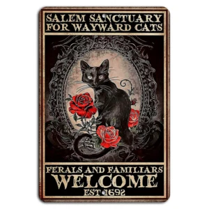 Letrero Salem Sanctuary for Wayward Cats - Decoración vintage aluminio 8x12 pulgadas - Imagen 1 de 1