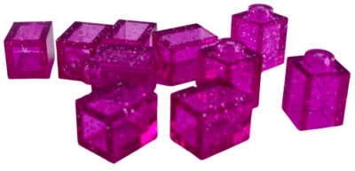 Lego 10x Stein 1x1 Glitzer transparent dunkelrosa glitter trans-dark pink 3005 - Bild 1 von 2