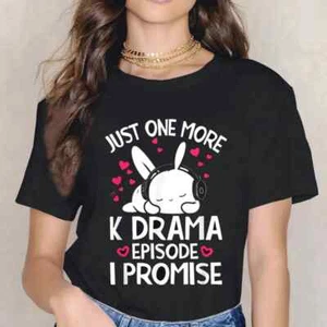 Just One More Episode I Promise K-Pop T-Shirt Women Fashion O-neck Cotton Short - Picture 1 of 8