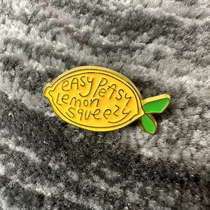 Lemon Enamel Pin Easy Peasy Lapel Brooch Yellow Fruit Pin Backpack Cute New - Picture 1 of 6