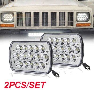Pair 5x7'' 7x6'' inch LED Headlights Hi-Lo Beam For Jeep Cherokee XJ Wrangler YJ - Image 1 of 4