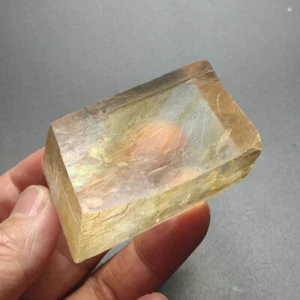 137 g natürlicher isländischer optischer Calcit gelbe Kristallraute Mineral Probe 009 - Bild 1 von 5
