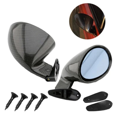Par de espejos retrovisores retro para puerta de coche retrovisores laterales cubierta clásica de fibra de carbono Foto 1 de 4