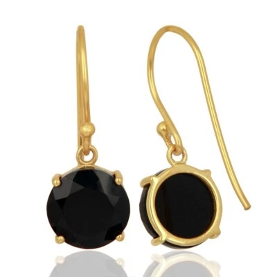 Оптовые серьги ювелирные изделия из черного оникса плоской формы с идеальным покрытием из 18-каратного золота - Изображение 1 из 4