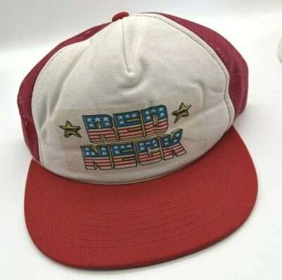 Sombrero de camionero vintage - REDNECK - Gorra de malla - CUELLO ROJO - blanco y azul Foto 1 de 4