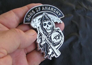 SONS OF ANARCHY Chrome Metal Motorcycle BADGE Suit Harley Davidson Outlaw - Picture 1 of 3