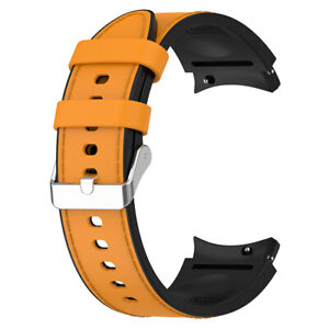 Silicone Patch Leather Silver Buckle Watch Strap for Samsung Galaxy Series Watch