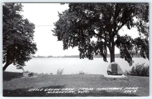 RPPC MARKESAN WISCONSIN LITTLE GREEN LAKE FROM FIREMEN'S PARK L. L. COOK CO - Picture 1 of 2
