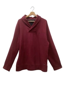 Nautica Pullover Mens XL Sweater Fleece Burgundy Shawl Collar Cotton Poly - Picture 1 of 6