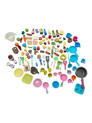 Lot Of 111 Play Food, Dishes, Utensils, Pots Fisher Price Battat Kid Kraft Boley - Image 1 of 4