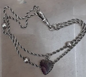 Victoriano Azul John Corazón Dije en Plata Antigua Pulsera Albertina 21cm 11g - Imagen 1 de 24