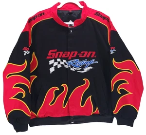Vintage Snap-on Racing Flames Jacket Black Red Y2K Pit Crew Style XL NASCAR - Picture 1 of 14
