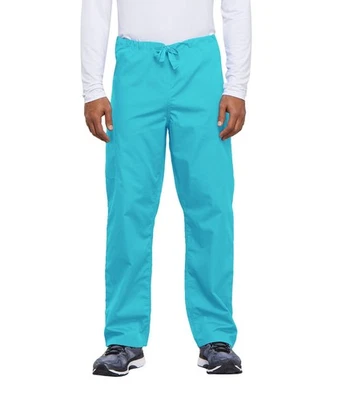 Scrubs Cherokee Workwear Men's Drawstring Pant 4100 TRQW Turquoise Free Shipping - Image 1 of 4