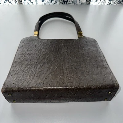 Bolso de mano/cartera/bolso de hombro/marrón vintage de cuero de avestruz para mujer Foto 1 de 4