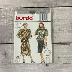 Burda 4981 Sewing Pattern Top Blouse Skirt Full Straight Miss Size 14-24 UNCUT - Picture 1 of 2
