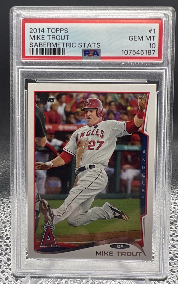 2014 Topps Mike Trout Sabermetric Stats PSA 10 Los Angeles Angels HoF SP Pop 7  - Image 1 of 2