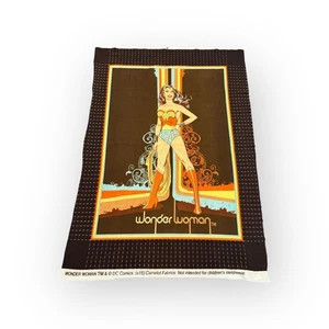 DC Comics Mujer Maravilla Retro Marrón Naranja Tela Panel o Manta 48x60 pulgadas - Imagen 1 de 5