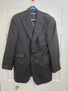 Apollo King Blazer Suit Jacket Super 150 Wool Vented Black Men Size 40R - Picture 1 of 9