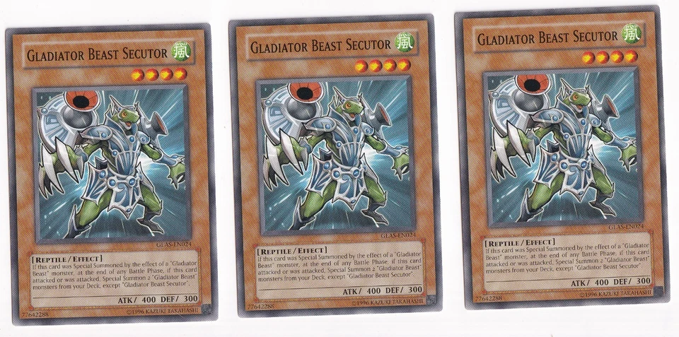 3 x Gladiator Beast Secutor - GLAS-EN024 - Common - Unlimited Edition Near Mint, - Image 1 of 1