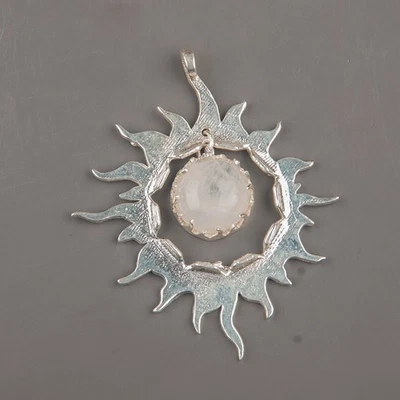 Rainbow Moonstone Gemstone Handmade 925 Sterling Silver Jewelry Pendant Gift For - Image 1 of 3
