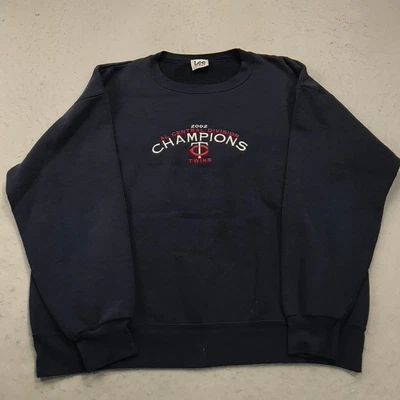 VINTAGE Minnesota Twins Sweatshirt Mens Large Blue Lee Crewneck Playoffs MLB Y2K - Image 1 of 4