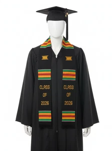 CLASS OF 2026 Black Graduation Kente Stole Sash - Picture 1 of 3