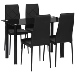 Dining Table Set of 4 Modern Glass Table & Chairs Padded Seats PU Leather 120cm - Picture 1 of 18