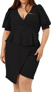 Plus Size 2 Piece Peplum Dress Outfits for Women Cocktail Bodycon Dress 2X - Picture 1 of 5