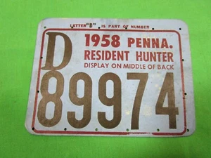 VINTAGE 1958 RESIDENT HUNTING LICENSE HUNTER #D89974 - Picture 1 of 2