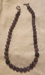 Beautiful Vintage Amethyst And Silver Tone Bead Necklace 18"  - Picture 1 of 7