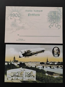 Two Vintage German Postcards, one prepostaged, one zeppelin, unaddressed - Picture 1 of 5