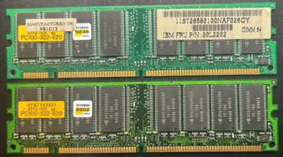 Lot of (2) 64MB HYUNDAI PC-100-322-620 NON-ECC SDRAM HYM7V65801 ATFG-10S - Image 1 of 2