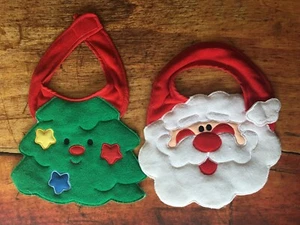 Santa Claus + Christmas Tree Christmas Holiday Baby Bibs Set of 2 - Picture 1 of 8