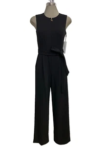 Calvin Klein Women's Sleeveless Front Zip CK Full Length Jumpsuit Belted size 6 - Picture 1 of 7