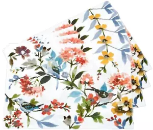 Set of 4 PVC Polyvinyl Placemats(13"x18")BIRDS & SPRING FLOWERS,JUNIE BLOSSOM,BM - Picture 1 of 16