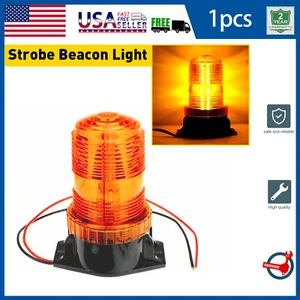 Amber 30LED Rotating Strobe Light Rooftop Flash Beacon Emergency Warning 12V-24V - Picture 1 of 11