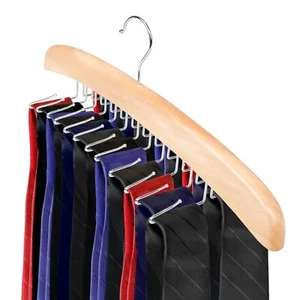 Wooden Tie Rack Tie Hangers For Men 24 Hooks Tie Organizer For Closet Belt Organ - Picture 1 of 7